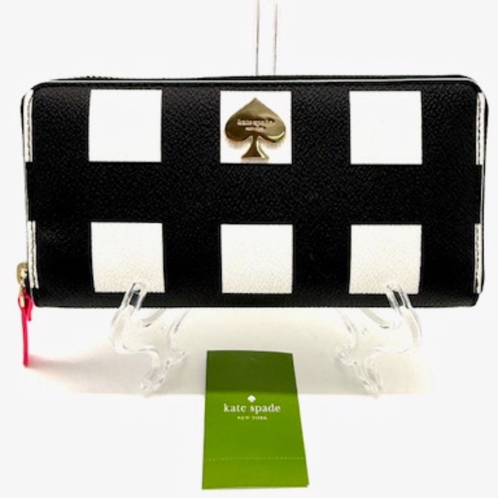 Kate Spade New York "Checker Place" Black & White Lacey Wallet~Vintage~Chic~
